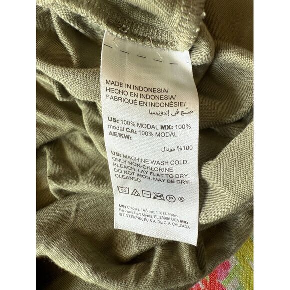 Chico's Modal Light Olive Green Swing Flowy Soft Cozy Scoop Neck Short Sleeve L - Picture 4 of 4